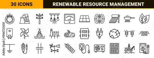 Sustainable Energy and Electrical Infrastructure Minimalist Monoline Geometric Line Art for Renewable Technology and Power Utilities