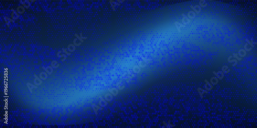 Blue glowing hexagon texture. Abstract neon hexagonal grid wallpaper. Navy honeycomb pattern backdrop. Vector modern technology, business, science, healthcare, medicine, presentation design background