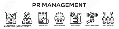 PR Management web banner icon illustration concept