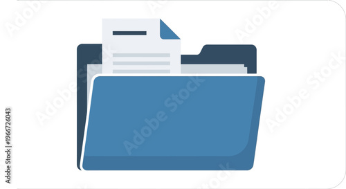 An illustration shows a blue folder with papers inside on a white background.