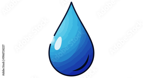 A single blue water droplet is shown in a cartoon style on a white background.