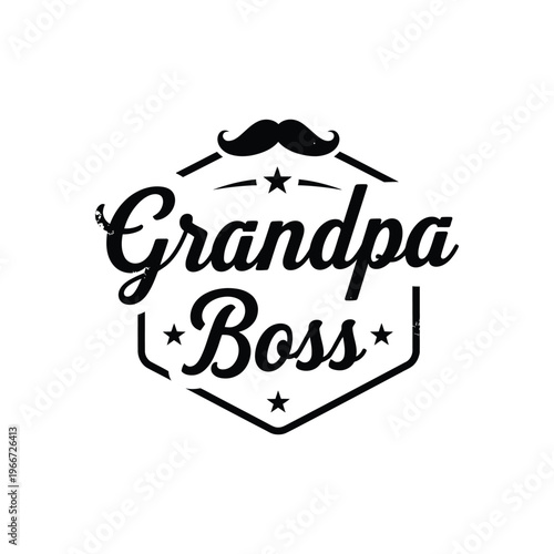 Grandpa boss logo badge design