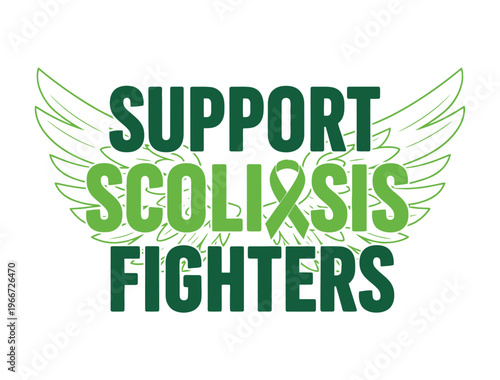 Support scoliosis fighters green ribbon wings