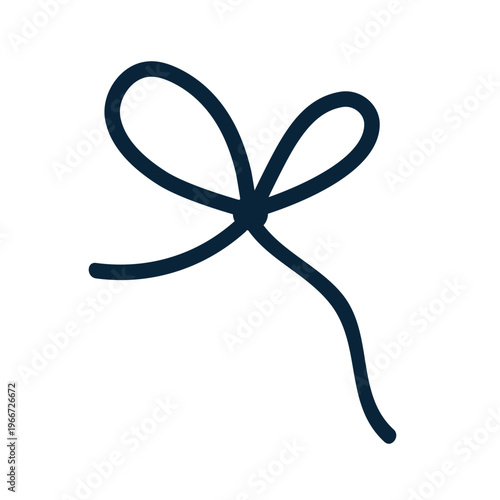 Thin ribbon bow. Gift rope tie, knot from string with decorative loops. Minim...