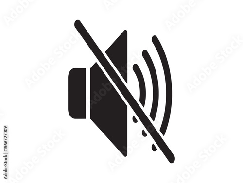 Mute, sound off, speaker icon, volume disabled, black symbol isolated on White Background