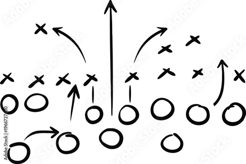 Football game plan doodle strategy tactics and playbook sketch