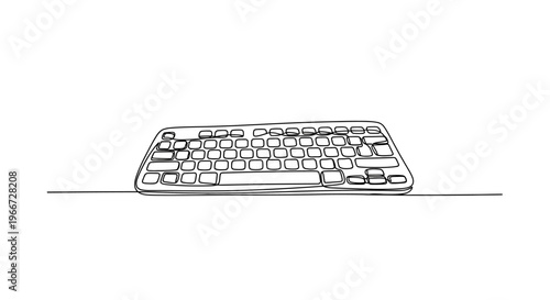 Minimalist Keyboard Line Drawing - Technology and Design Concept