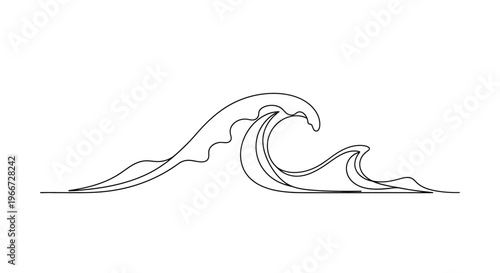 Stylized Line Art Wave Illustration