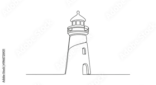 Minimalist Lighthouse Line Drawing on White Background