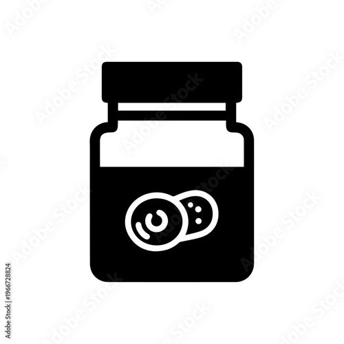 Solid black glyph icon for a jar of preserved peanuts or pantry snacks