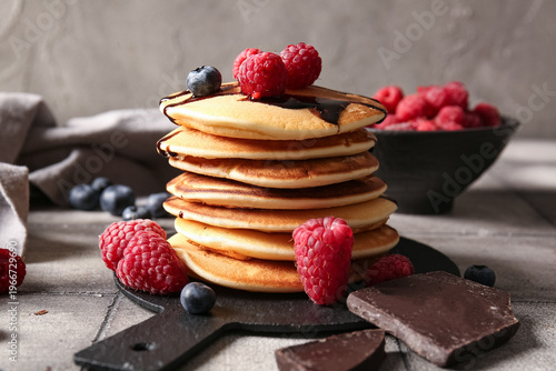 Board of tasty pancakes wit...
