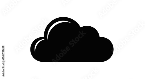 A simple black cloud illustration on a white background depicts a weather symbol.