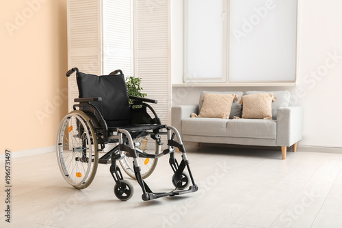 Modern empty wheelchair wit...