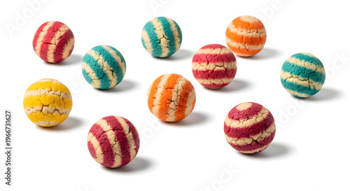 Colorful Easter eggs set on white background with holiday decoration and spring celebration design
