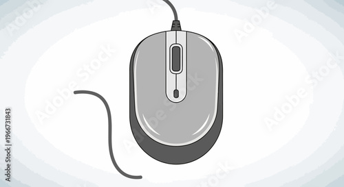 A computer mouse with cord on a white background for technology use