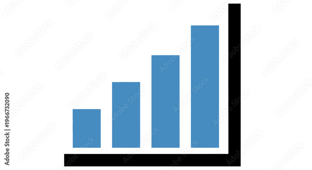Fototapeta premium Simple blue bar graph illustrating growth or increasing data points