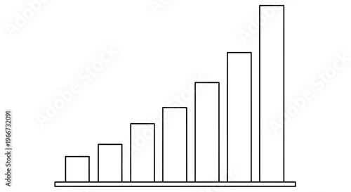 Simple line graph depicting increasing values with five rectangular bars