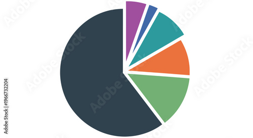 Foto Colorful pie chart illustrating proportional data distribution with distinct seg