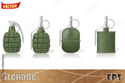 hand grenade set icons vector illustration isolated on white background