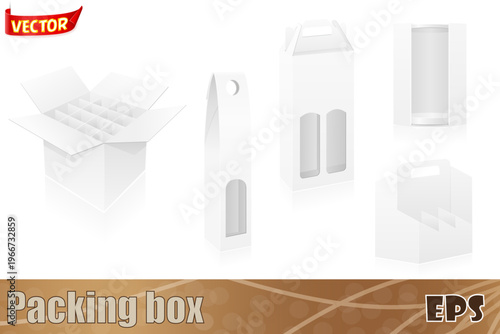 packing box for bottle set icons vector illustration isolated on white background
