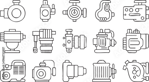 Industrial Maintenance And Machinery Icons Collection For Engineering