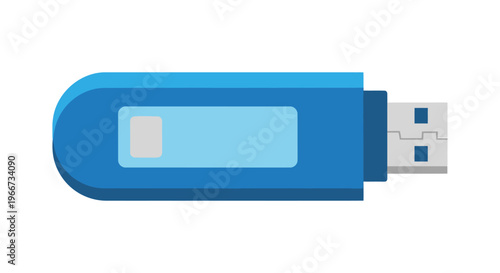 A blue USB flash drive on a white background with a metallic connector.