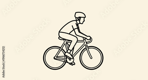 Person riding bicycle in motion with helmet outdoors