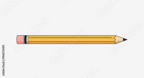 A sharp yellow pencil with pink eraser lies on white background