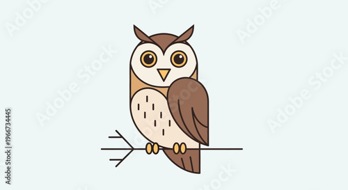 An owl perches on a branch in a calm environment with natural surroundings.