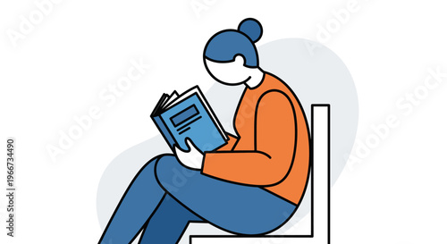 A woman sits on a chair reading a book indoors.