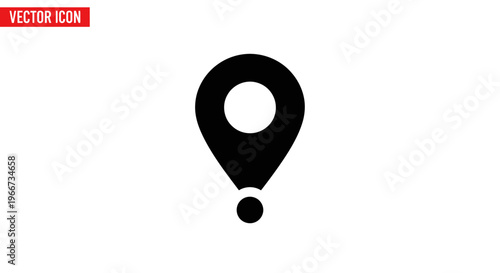 A vector icon of a map pin on a white background for navigation purposes.