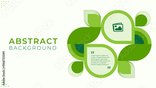 Green Abstract Background with Geometric Leaf Shapes, Modern Corporate Layout for Presentation, Conference, Banner, Flyer and Website Design, with Copy Space . Vector Template