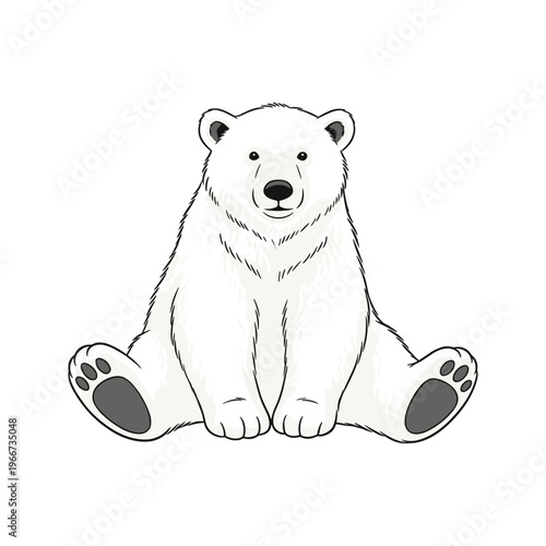 A polar bear sitting on ground.