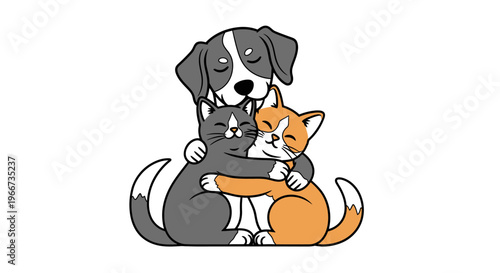 dog and cat sitting together.