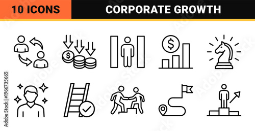 Business Growth and Strategic Success Minimalist Monoline Geometric Line Art for Corporate Development and Financial Performance Analysis