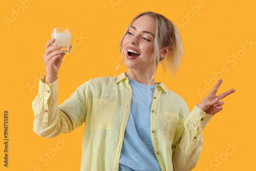 Young woman with dissolved ...