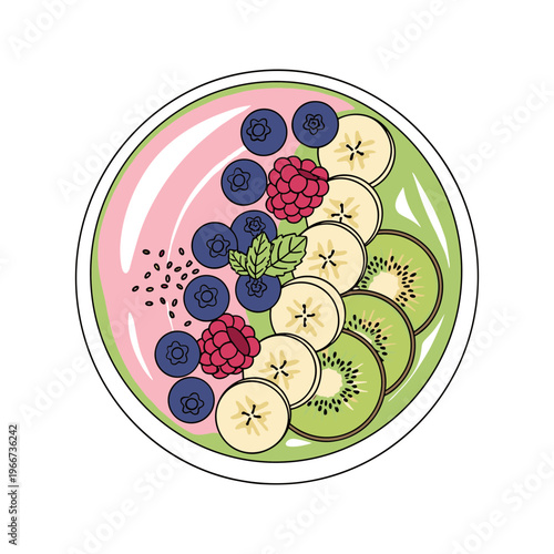 Fresh Fruit Bowl with Kiwi Slices.