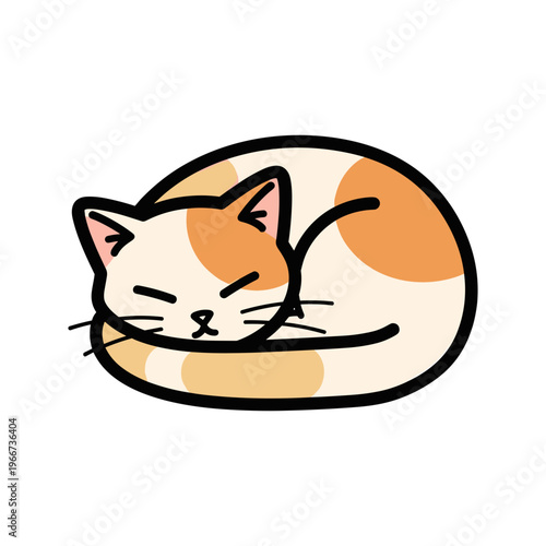 Sleeping Orange White Calico Cat.