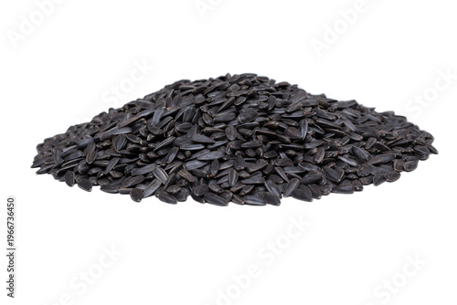 A pile of seeds sunflower, on a white