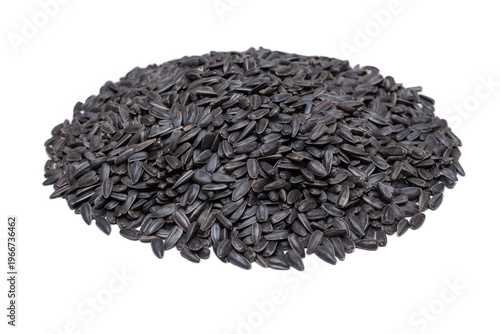 A pile of seeds sunflower, on a white