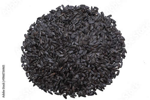 A pile of seeds sunflower, on a white