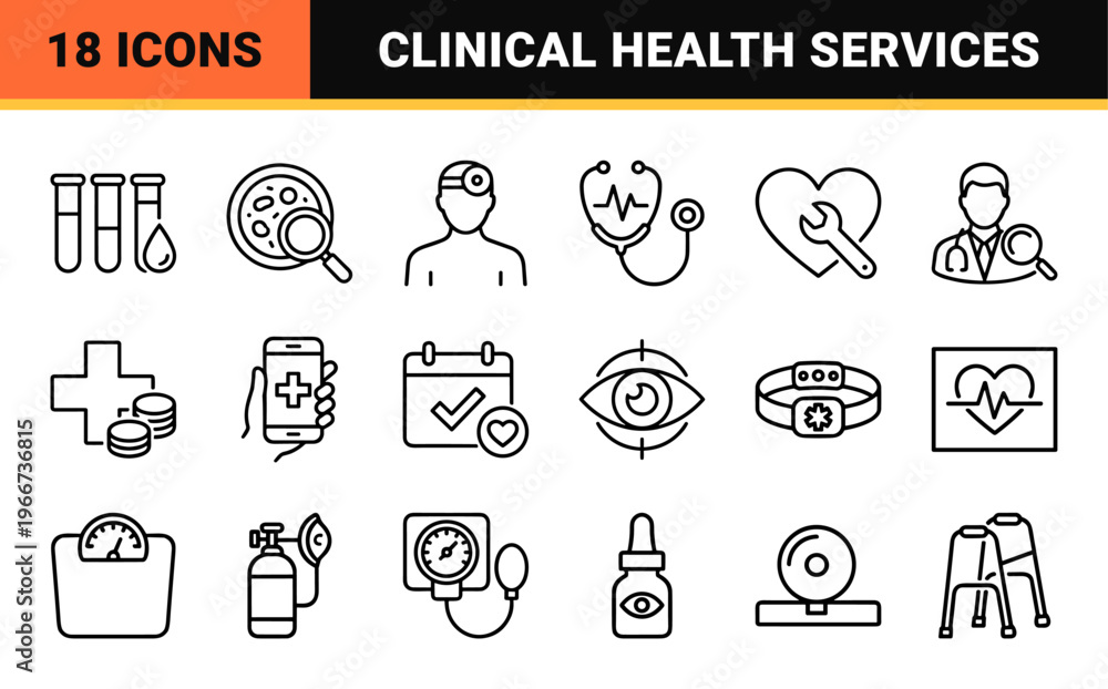 Fototapeta premium Medical Health Checkup and Digital Healthcare Diagnostics Minimalist Monoline Geometric Line Art for Telemedicine and Clinical Wellness