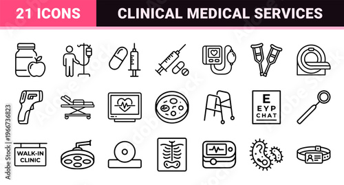Medical and Healthcare Services Minimalist Monoline Geometric Line Art for Clinical Apps and Hospital Interface Design
