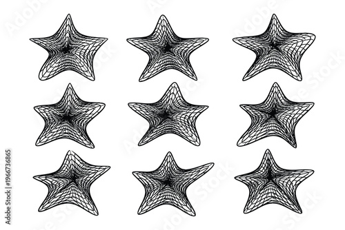 Intricate geometric patterns of stars with varying densities and line complexity