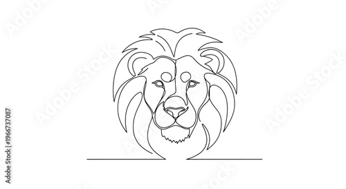 Minimalist Lion Head Line Art Drawing, Majestic King of the Jungle, Elegant Single Line Design