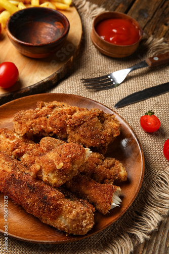 Plate of tasty fried codfis...