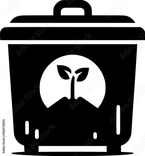 Eco-Conscious Composting: A compost bin, symbolizes eco-consciousness and sustainable living with a prominent sprout icon, encouraging waste reduction and environmental responsibility.
