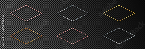 Set of six rounded rhombus frames