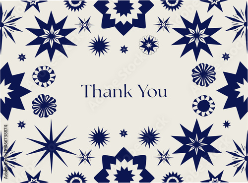 A frame of lush stars.  Message card. Copy space. Simple and charming Scandinavian-style illustration.