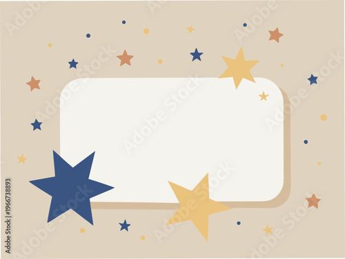 A frame of lush stars.  Message card. Copy space. Simple and charming Scandinavian-style illustration.